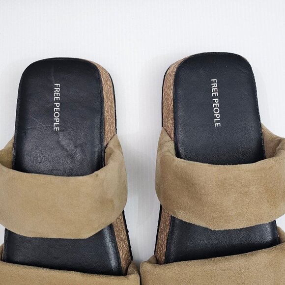 NEW Free People Fairmount Sandal Womens 10 Taupe Tan Suede Cork Platform Slide - Picture 7 of 13